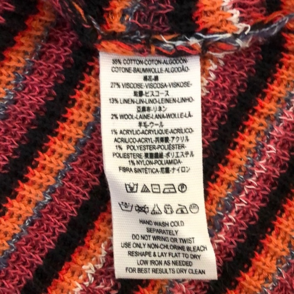 Free People knit red orange zig zag boho dress M - Picture 6 of 7